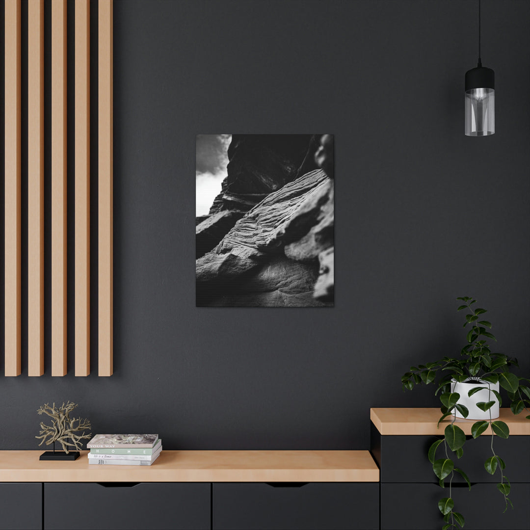 Layers of Rock in Black and White - Canvas