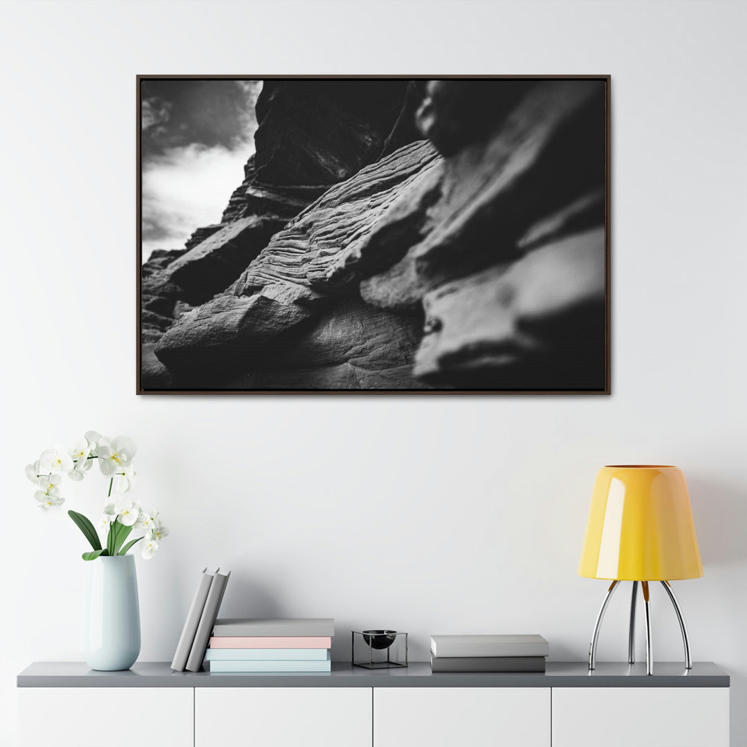 Layers of Rock in Black and White - Canvas with Frame