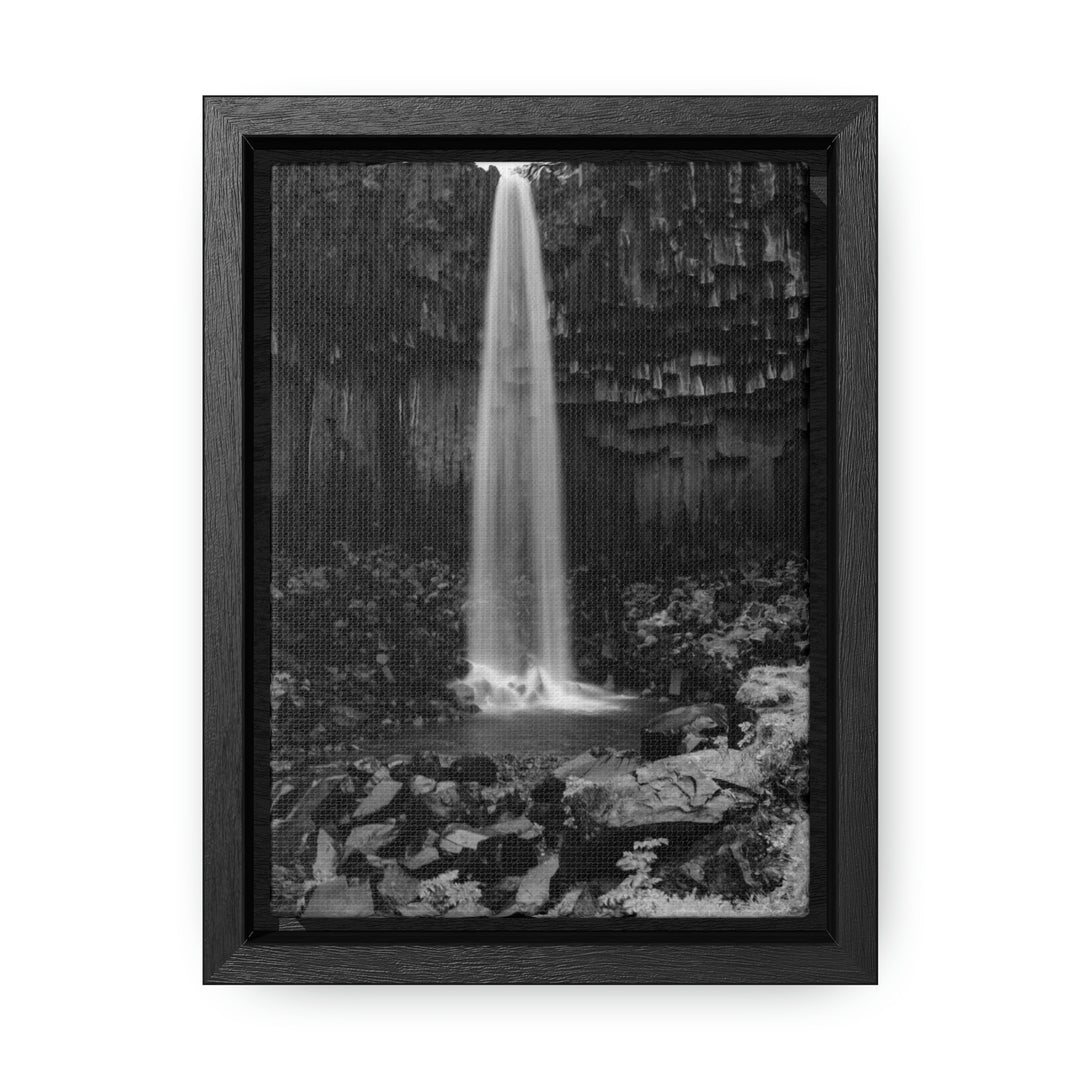 Svartifoss in Black and White - Canvas with Frame