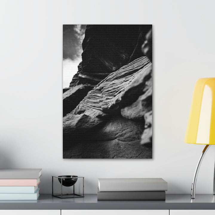 Layers of Rock in Black and White - Canvas