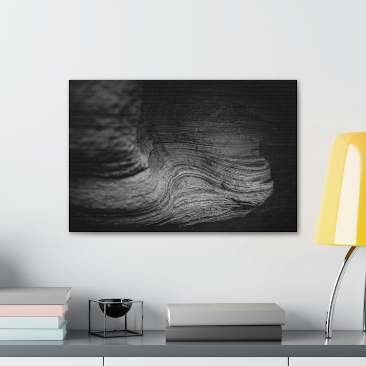 Sedimentary Rock Curves in Black and White - Canvas