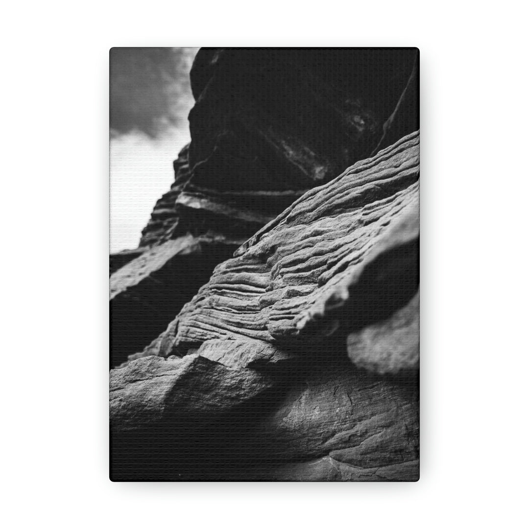 Layers of Rock in Black and White - Canvas