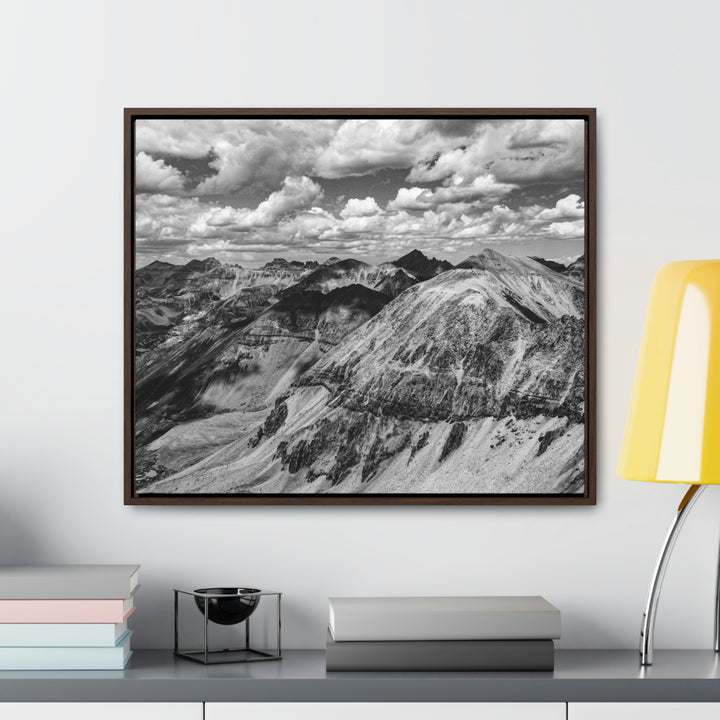 Imogene Pass From the Air in Black and White - Canvas with Frame