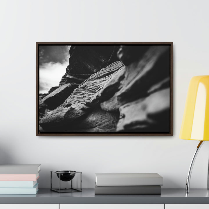 Layers of Rock in Black and White - Canvas with Frame