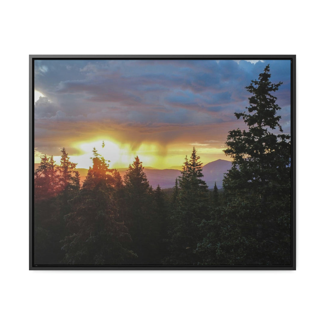 Rainy Sunset Through the Trees - Canvas with Frame