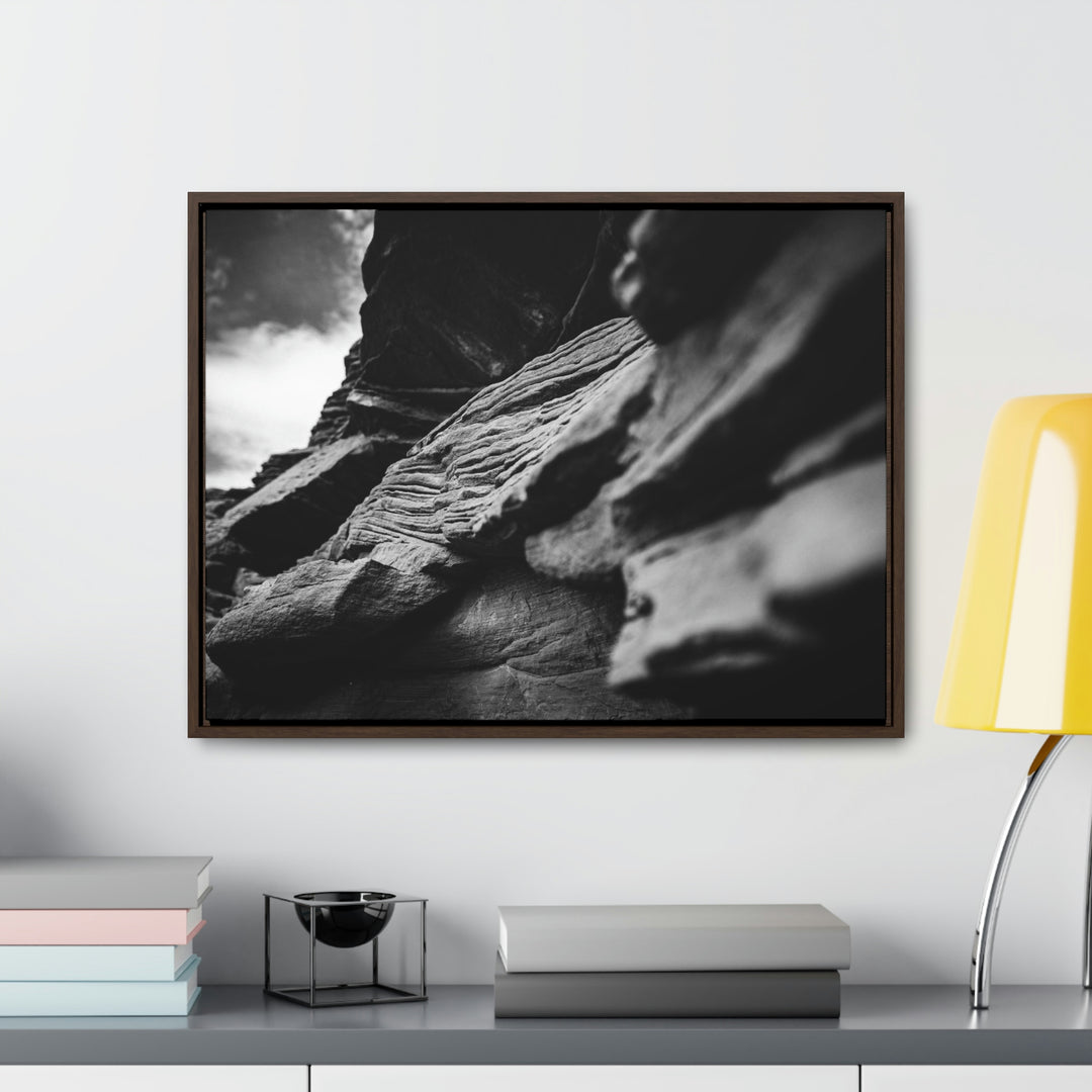 Layers of Rock in Black and White - Canvas with Frame