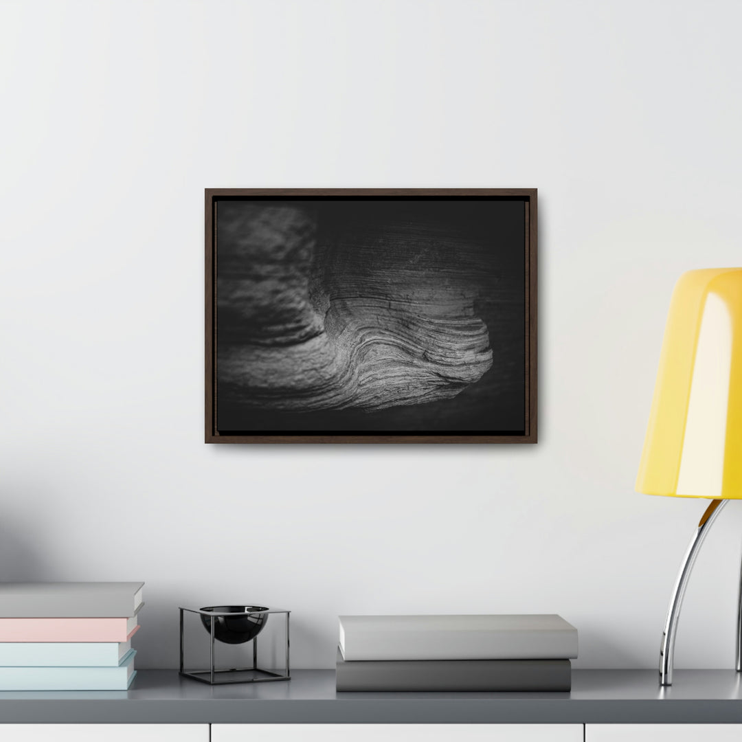 Sedimentary Rock Curves in Black and White - Canvas with Frame