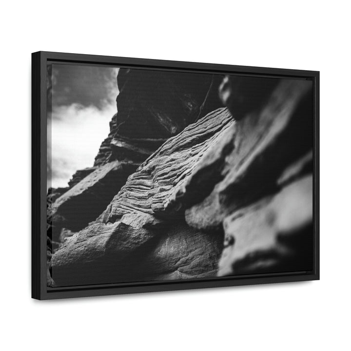 Layers of Rock in Black and White - Canvas with Frame