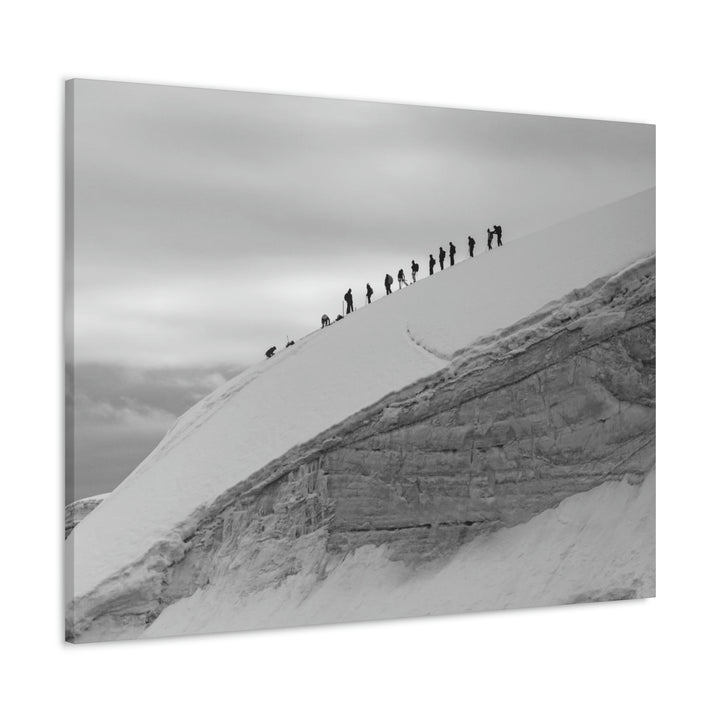 Preparing for the Climb in Black and White - Canvas