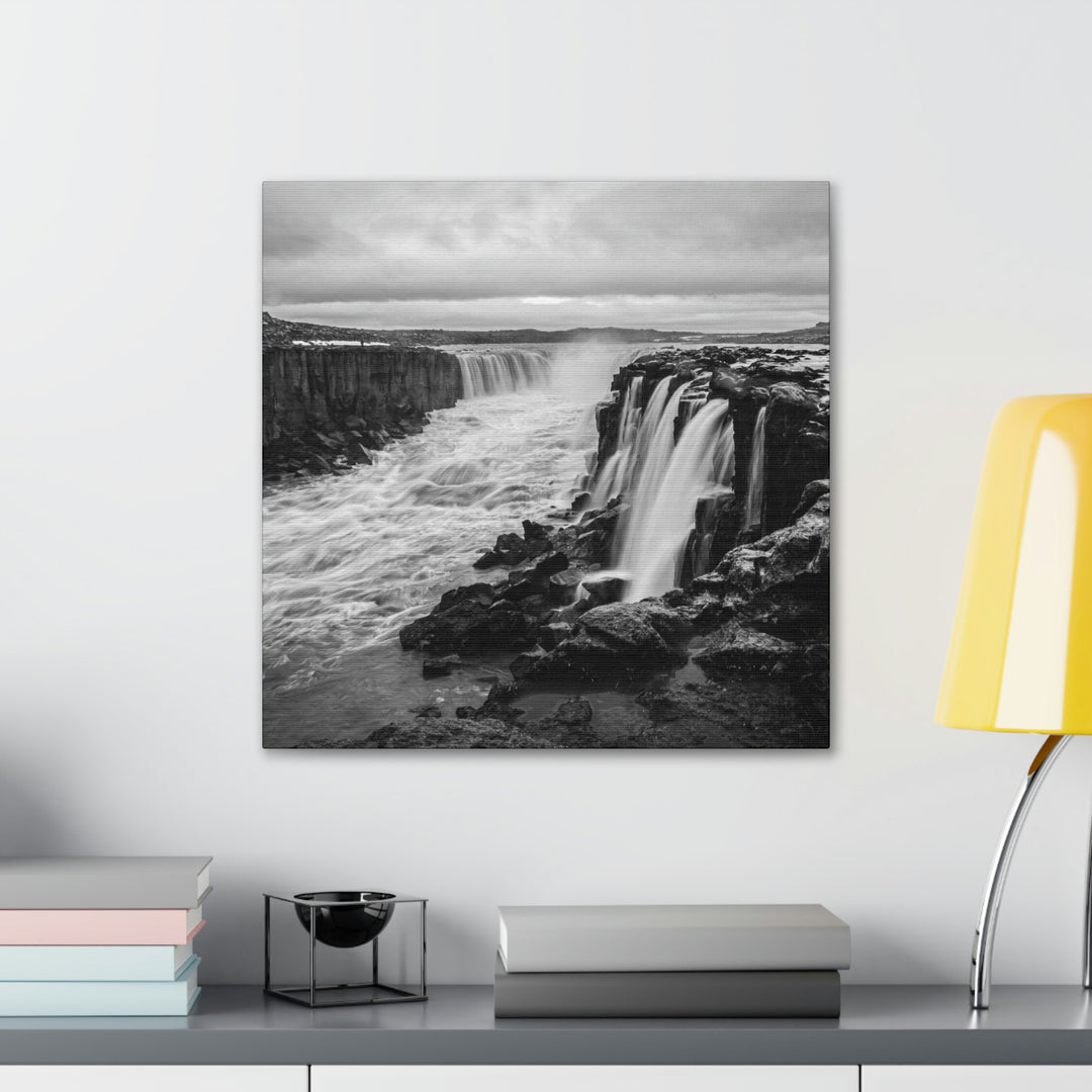 Selfoss in Black and White - Canvas