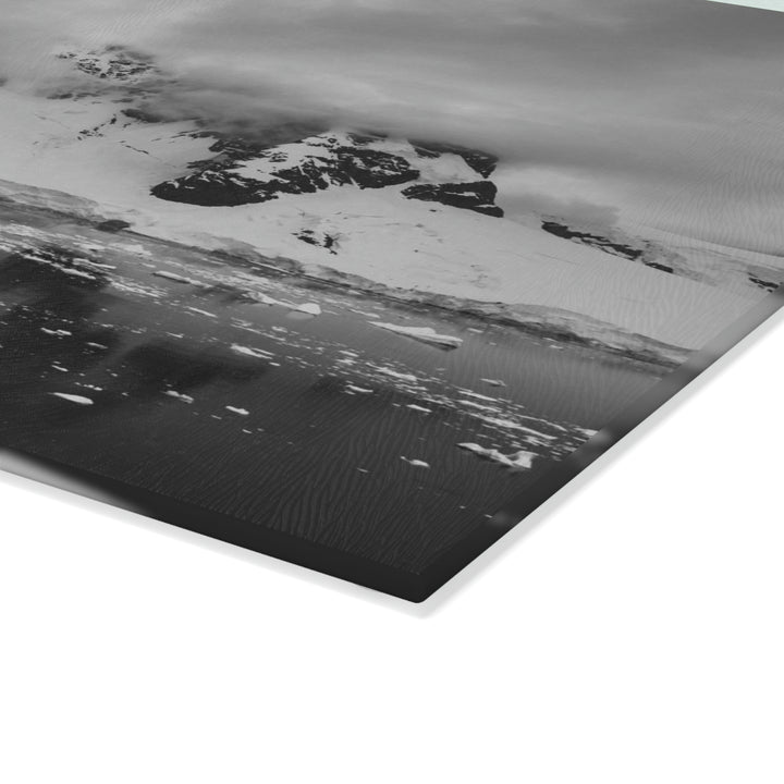 Peaceful Anchoring in Black and White - Glass Cutting Board