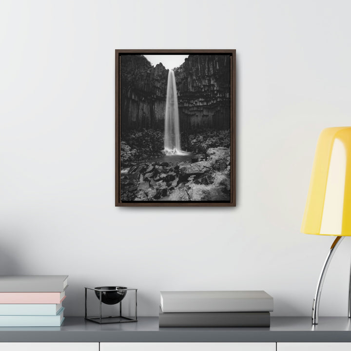 Svartifoss in Black and White - Canvas with Frame