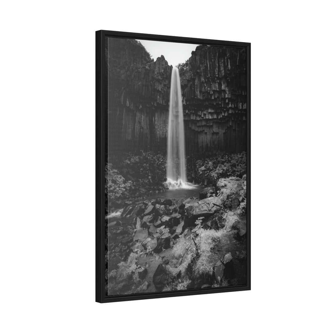 Svartifoss in Black and White - Canvas with Frame