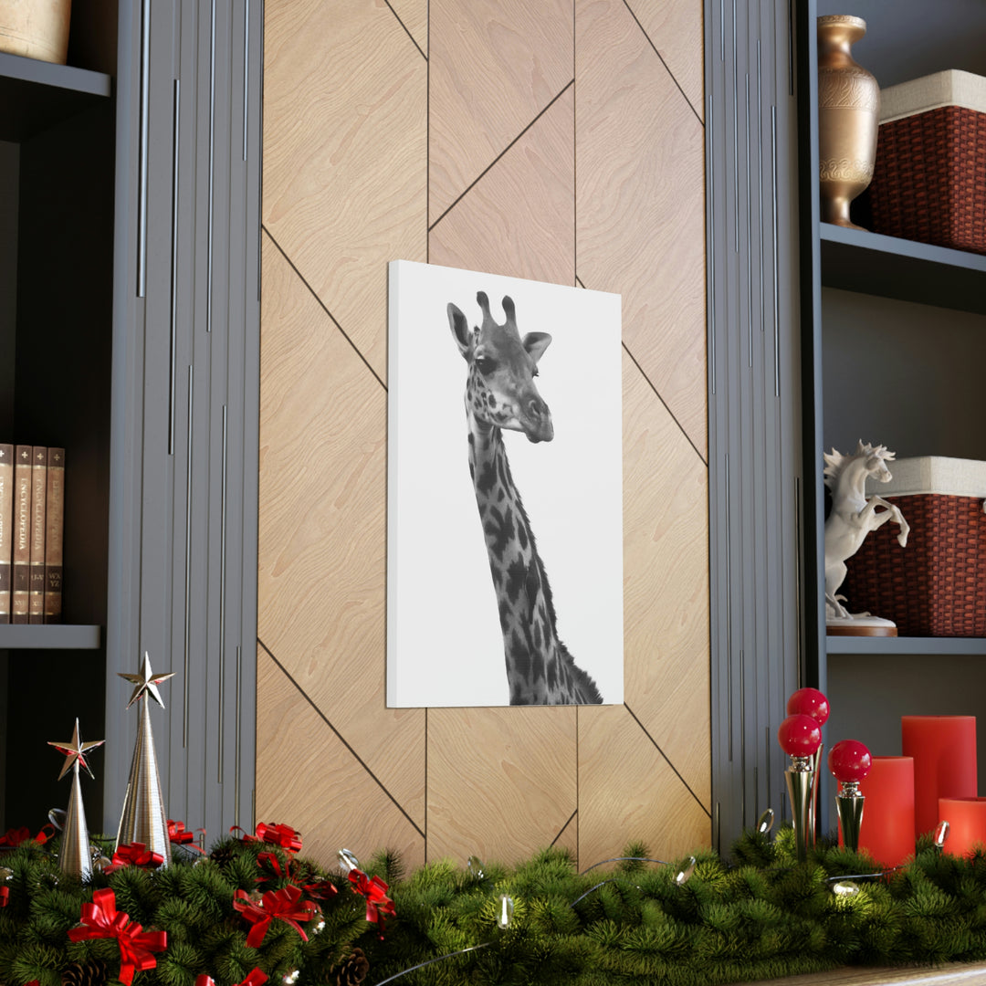 Giraffe Portrait in Black and White  - Canvas