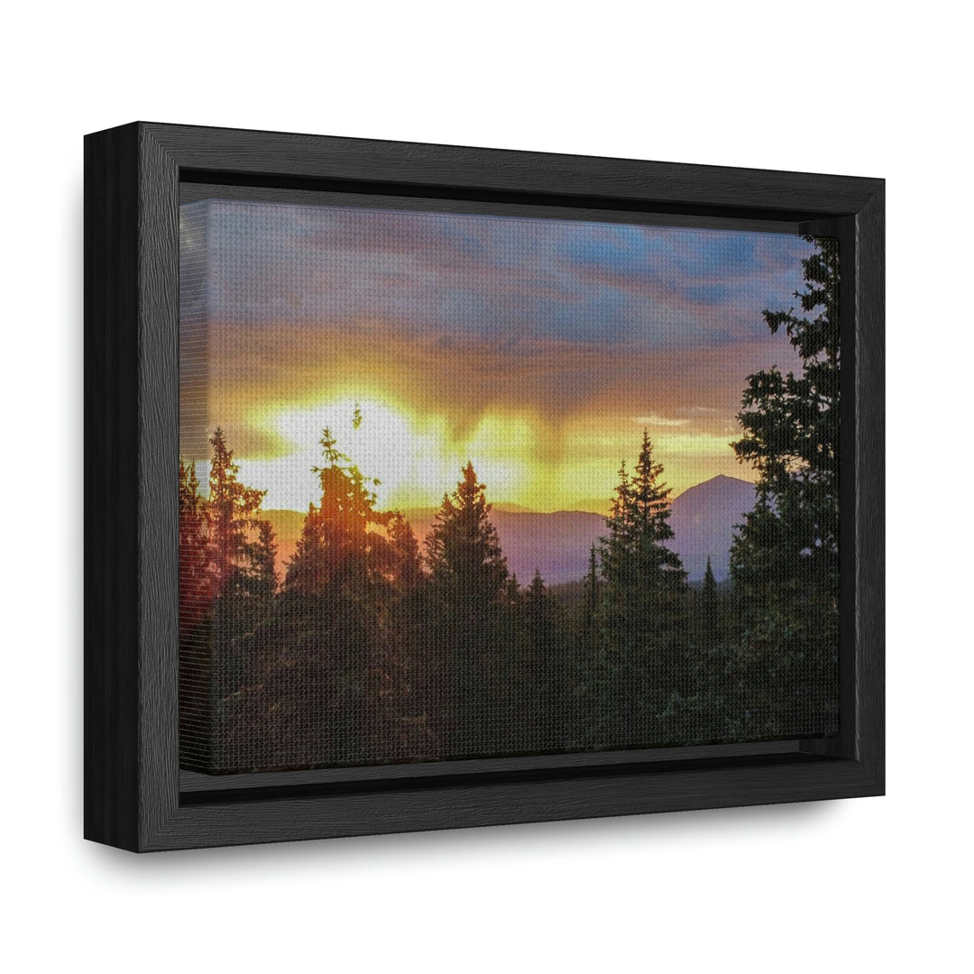 Rainy Sunset Through the Trees - Canvas with Frame