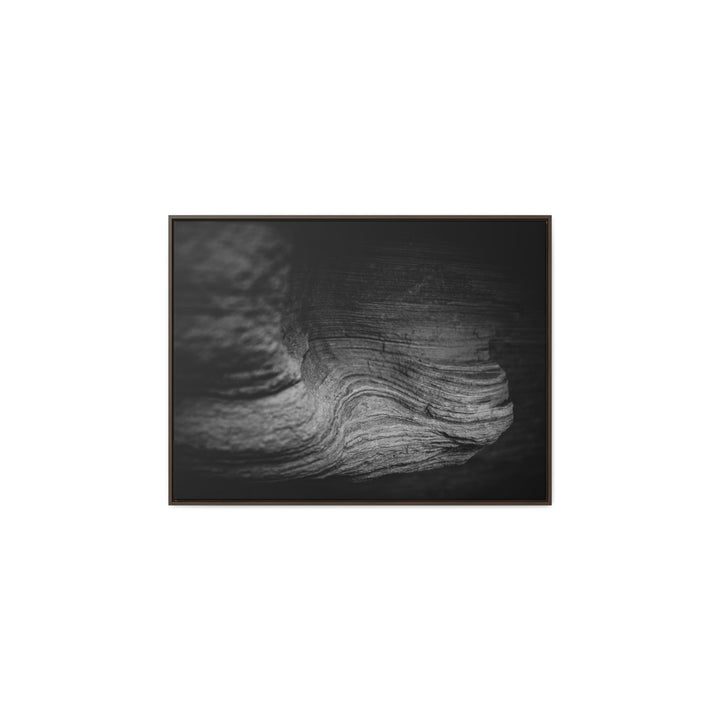 Sedimentary Rock Curves in Black and White - Canvas with Frame