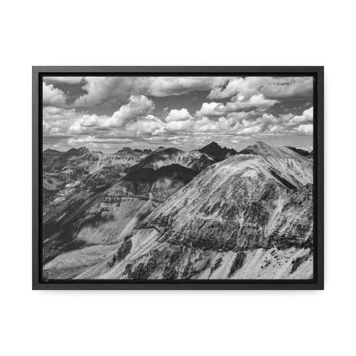 Imogene Pass From the Air in Black and White - Canvas with Frame