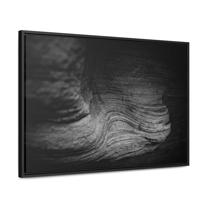 Sedimentary Rock Curves in Black and White - Canvas with Frame