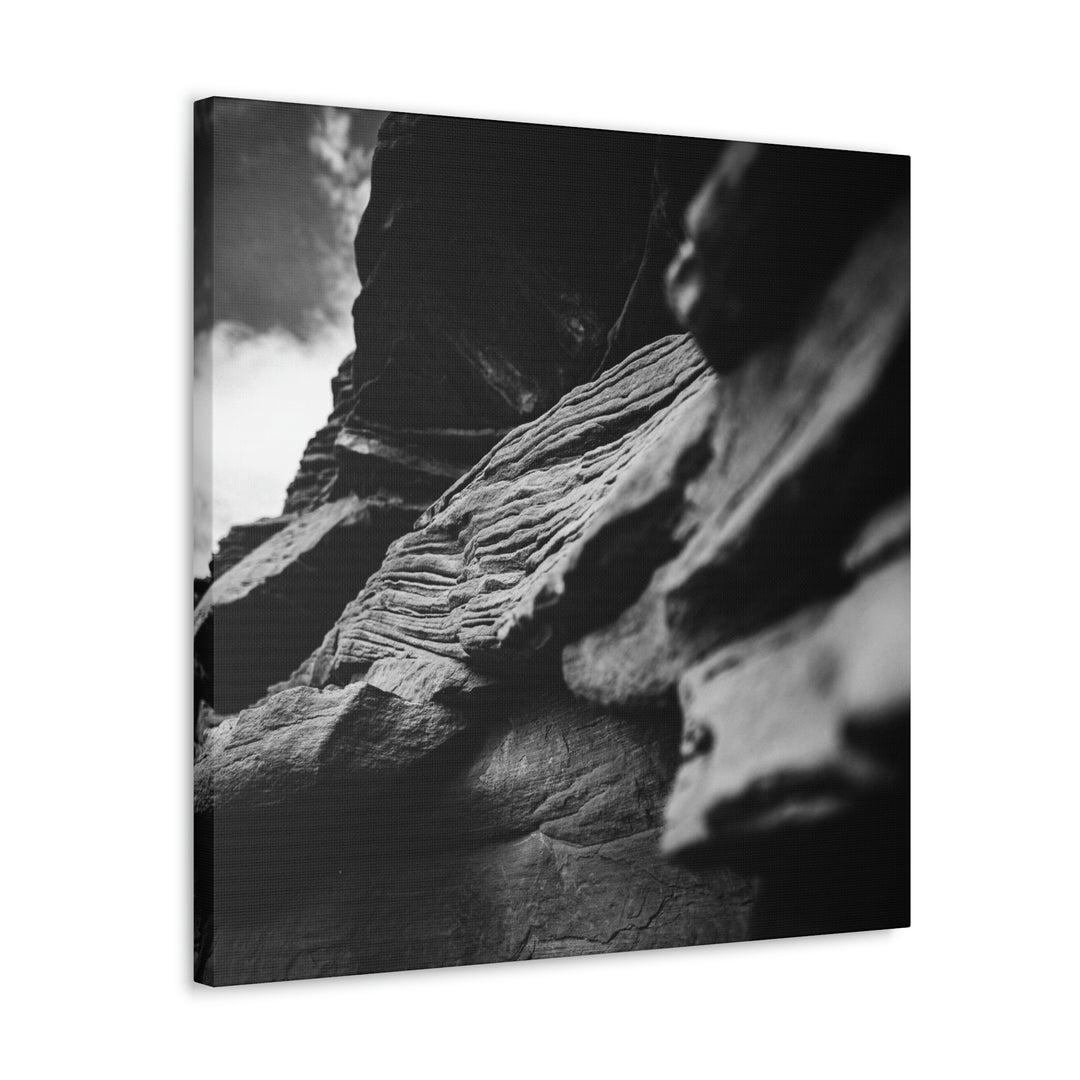 Layers of Rock in Black and White - Canvas