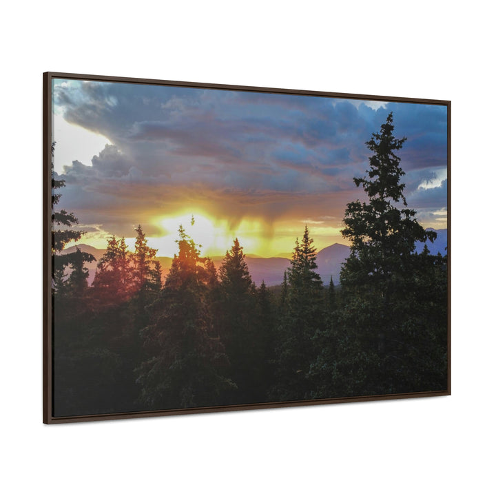 Rainy Sunset Through the Trees - Canvas with Frame