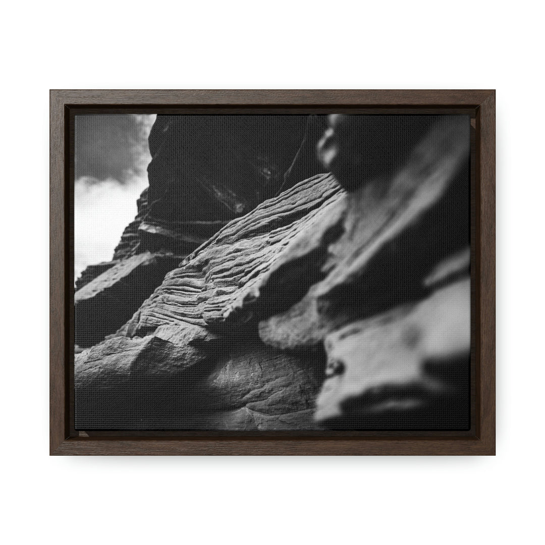 Layers of Rock in Black and White - Canvas with Frame