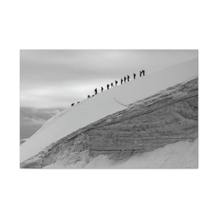 Preparing for the Climb in Black and White - Canvas