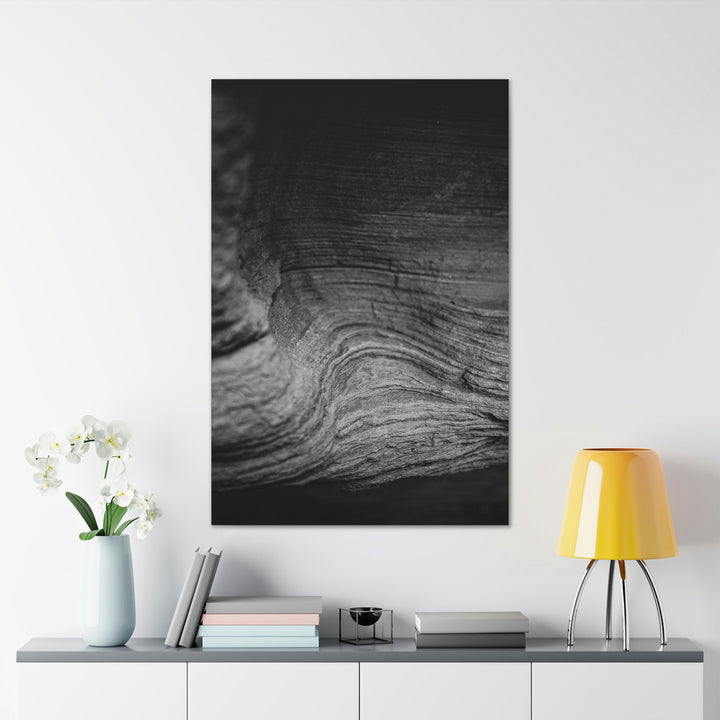 Sedimentary Rock Curves in Black and White - Canvas