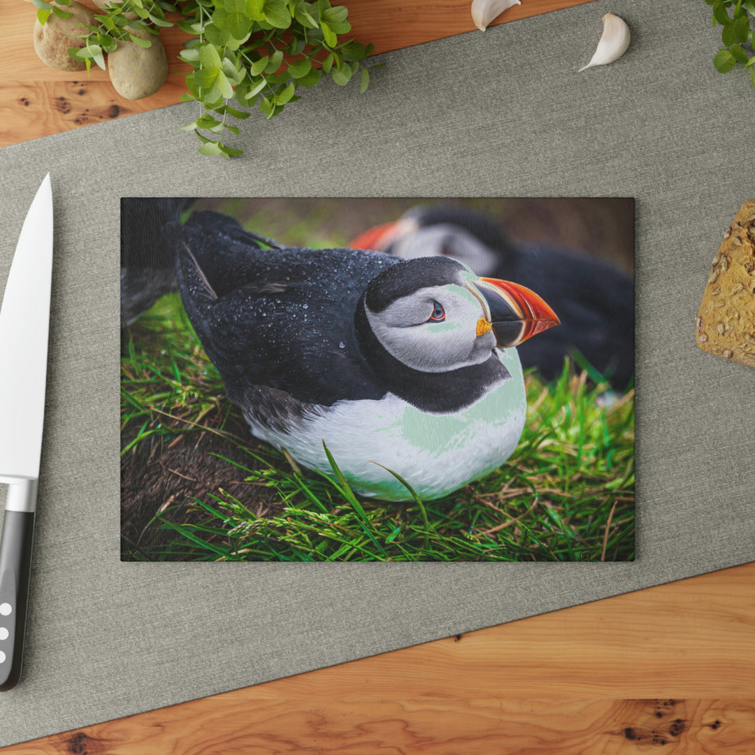 Resting Puffin - Glass Cutting Board