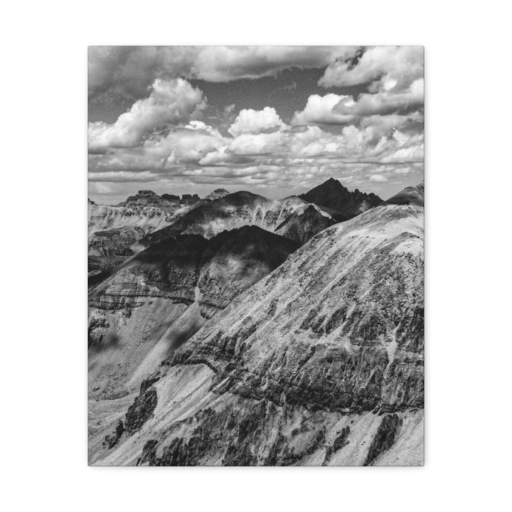 Imogene Pass From the Air in Black and White - Canvas