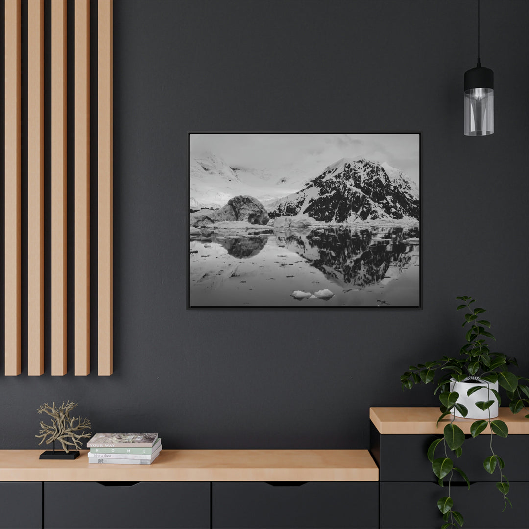 Reflected Calm in Black and White - Canvas with Frame