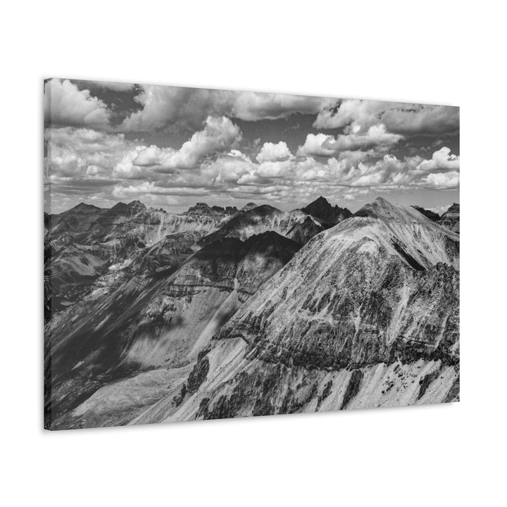 Imogene Pass From the Air in Black and White - Canvas