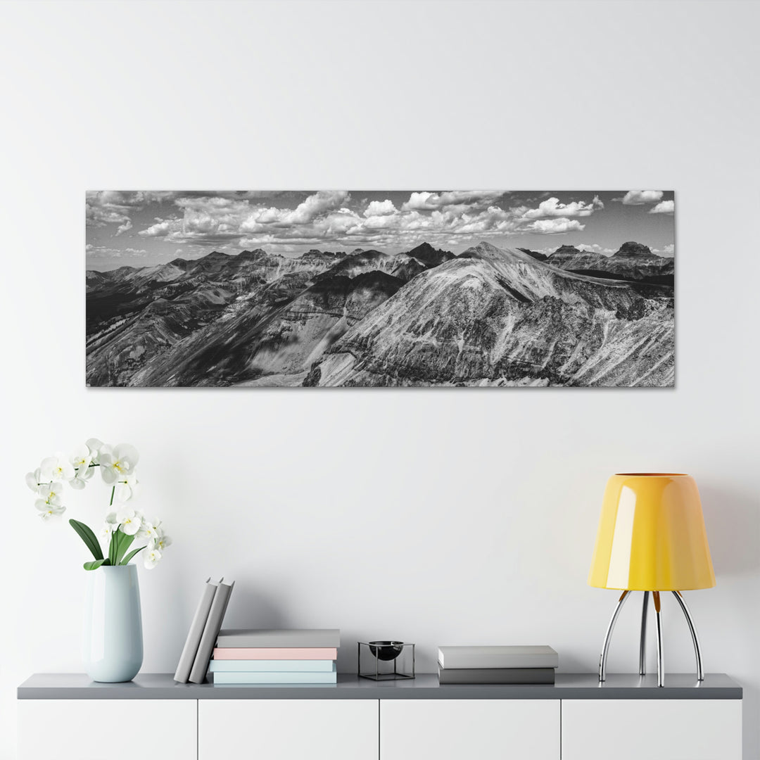 Imogene Pass From the Air in Black and White - Canvas