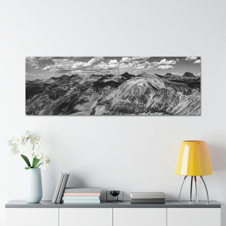 Imogene Pass From the Air in Black and White - Canvas