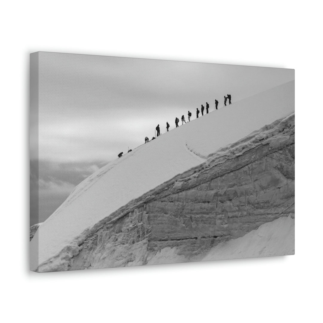 Preparing for the Climb in Black and White - Canvas