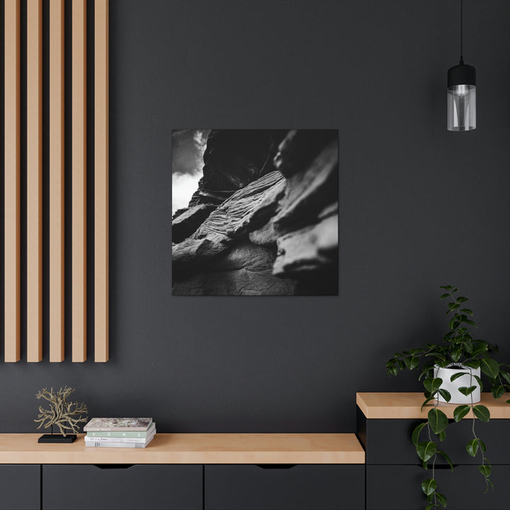 Layers of Rock in Black and White - Canvas