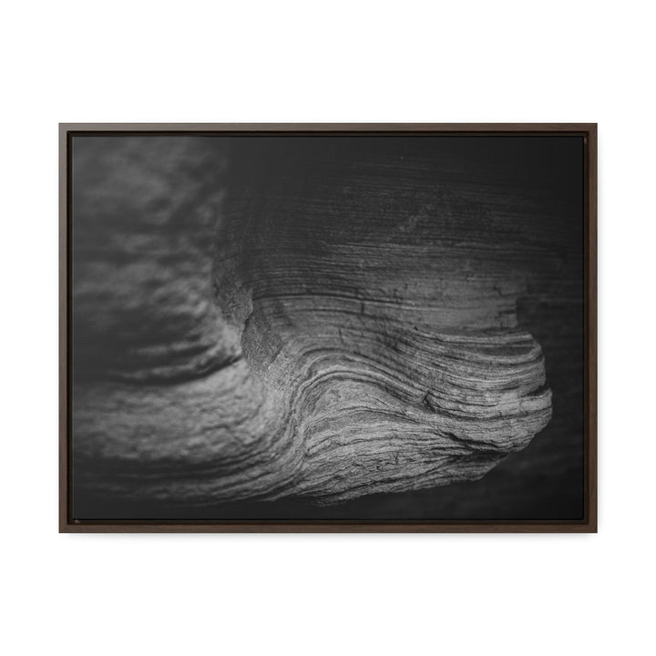 Sedimentary Rock Curves in Black and White - Canvas with Frame