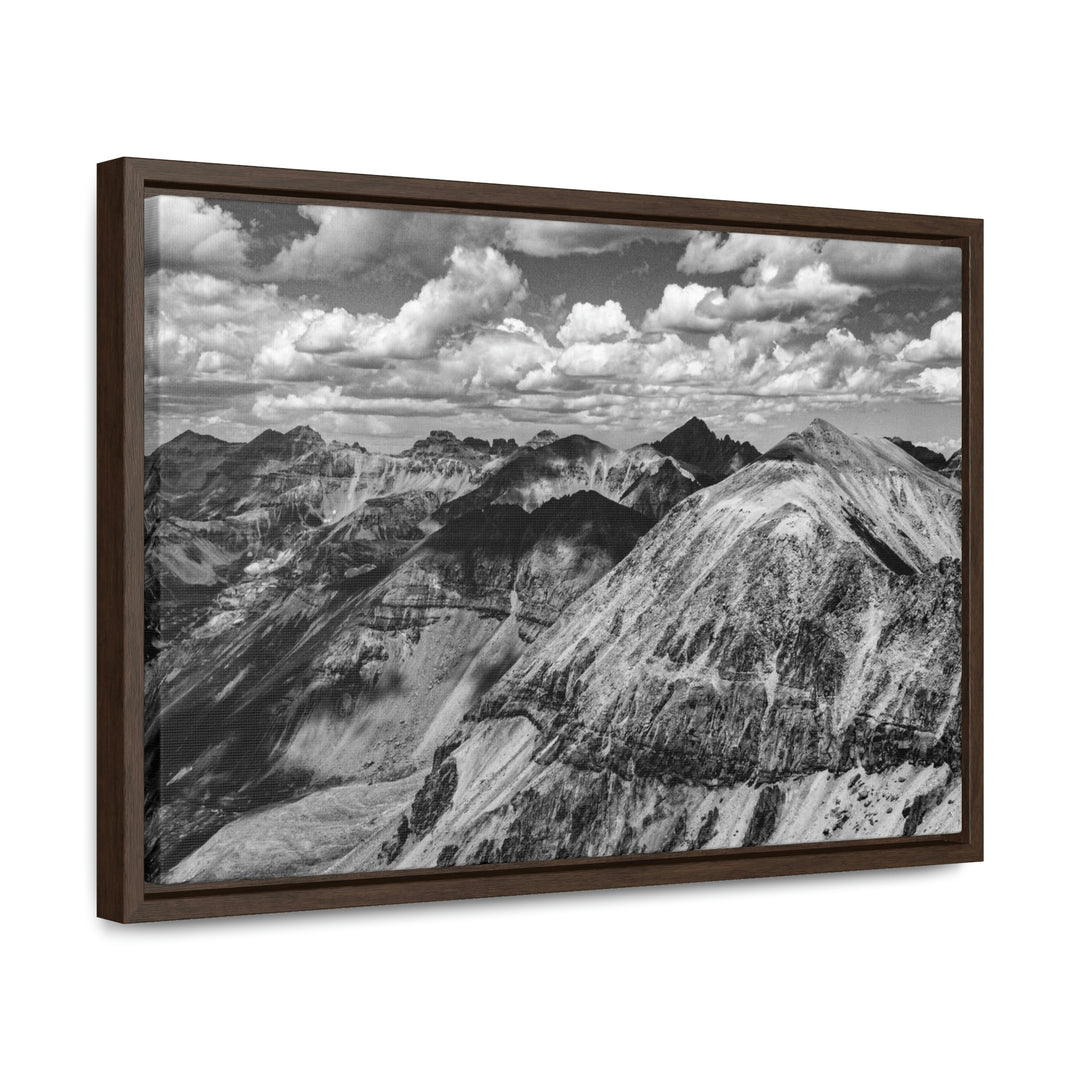 Imogene Pass From the Air in Black and White - Canvas with Frame