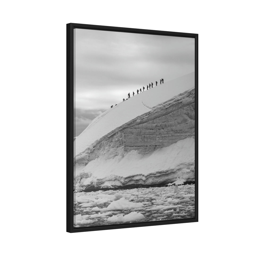 Preparing for the Climb in Black and White - Canvas with Frame