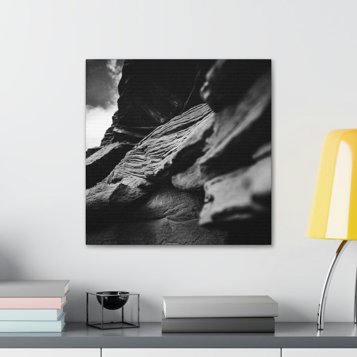 Layers of Rock in Black and White - Canvas