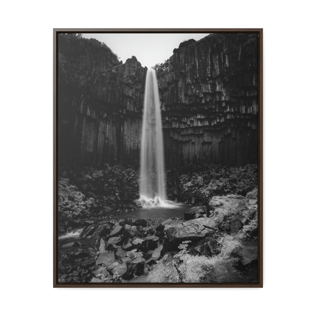 Svartifoss in Black and White - Canvas with Frame