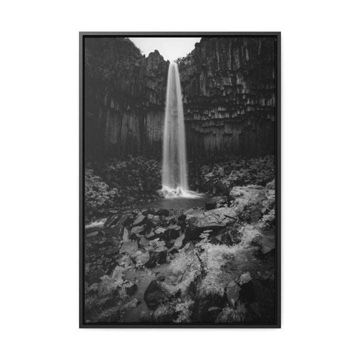 Svartifoss in Black and White - Canvas with Frame