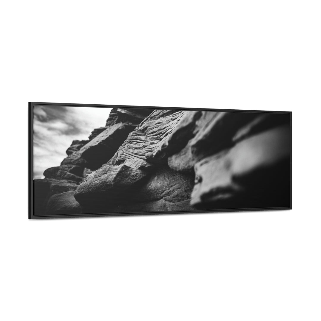 Layers of Rock in Black and White - Canvas with Frame