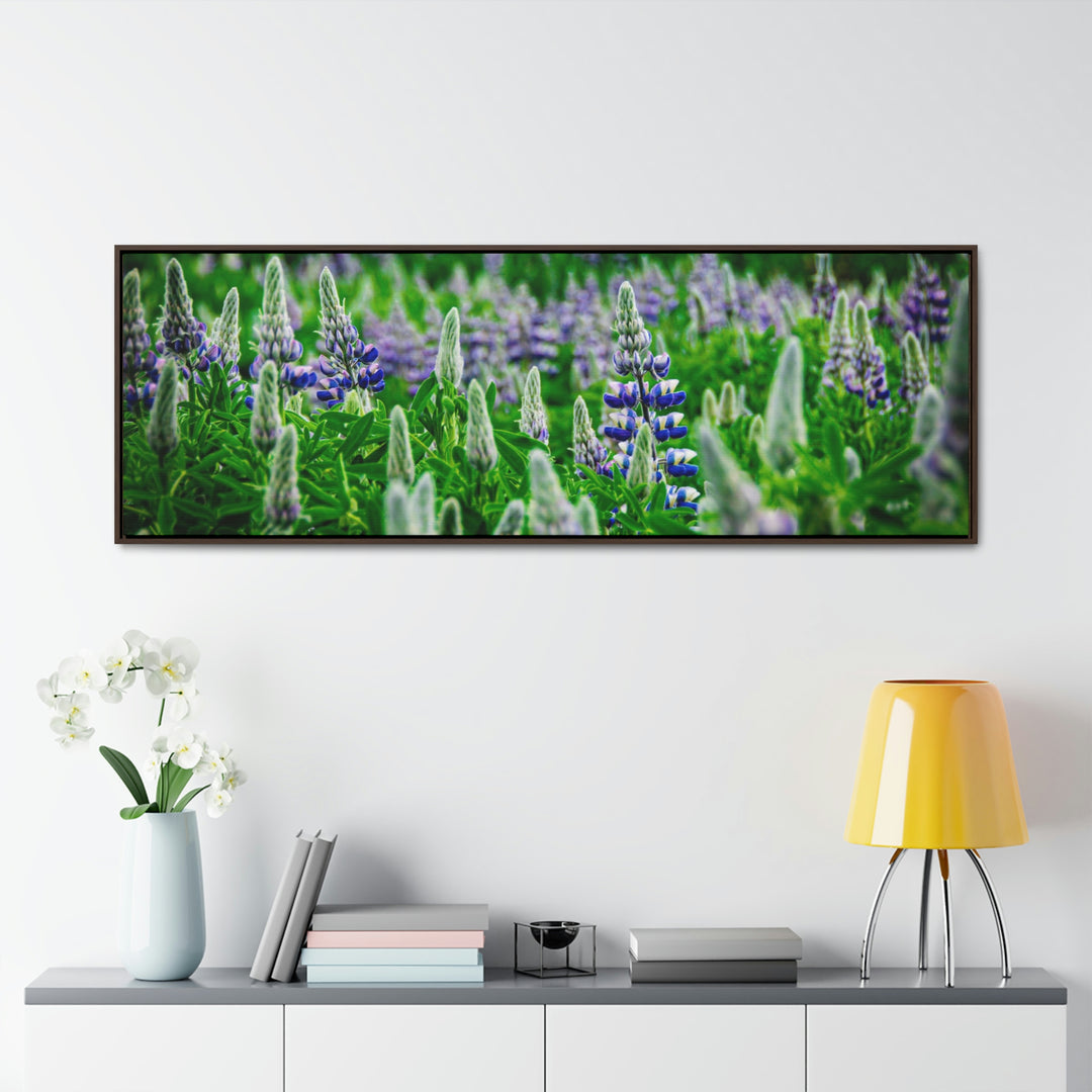 Glowing Lupin with Mountains - Canvas with Frame