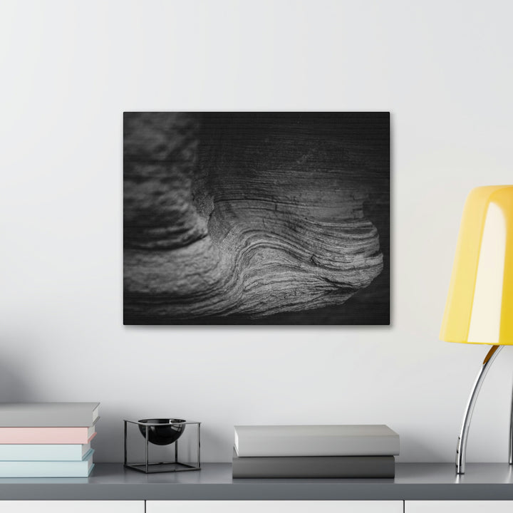 Sedimentary Rock Curves in Black and White - Canvas