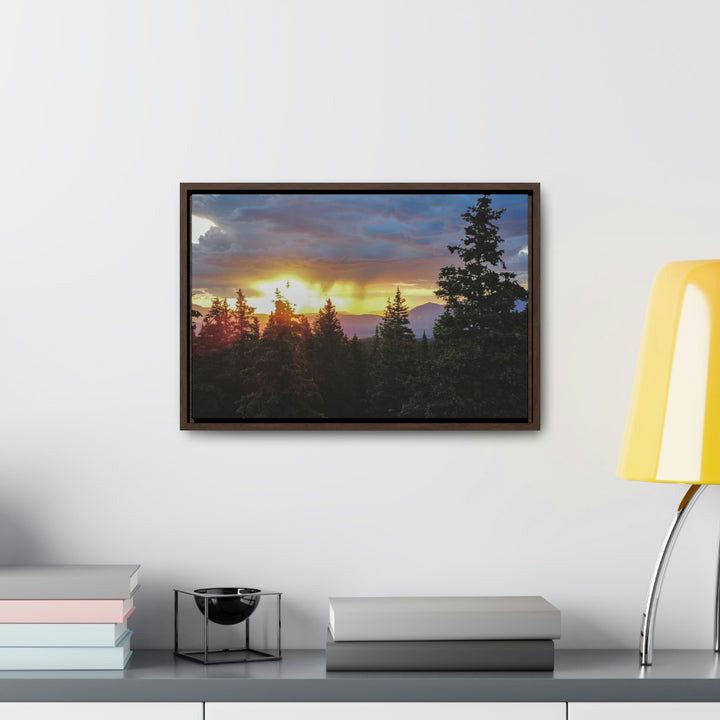 Rainy Sunset Through the Trees - Canvas with Frame