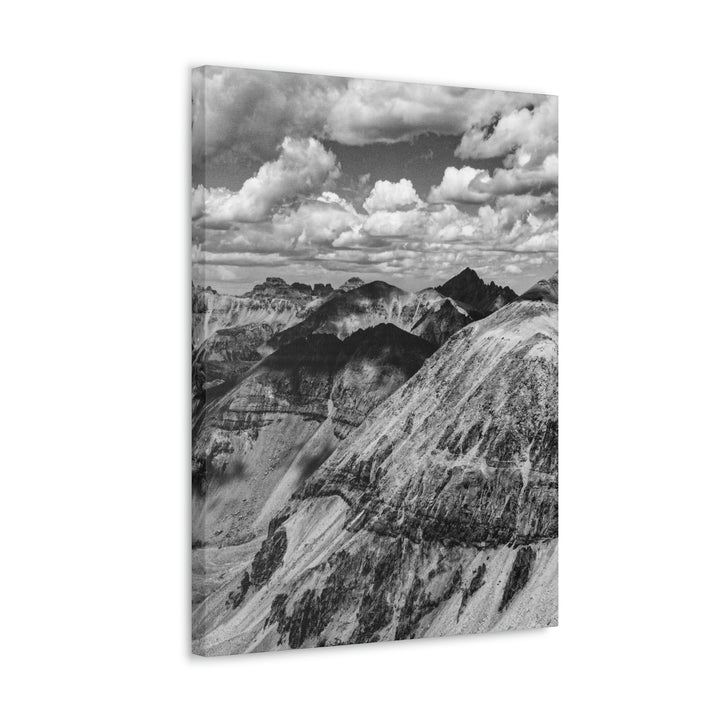 Imogene Pass From the Air in Black and White - Canvas