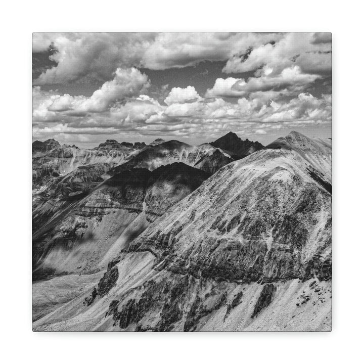 Imogene Pass From the Air in Black and White - Canvas