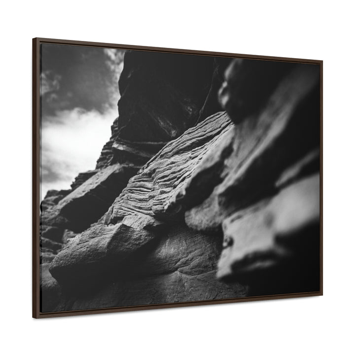 Layers of Rock in Black and White - Canvas with Frame