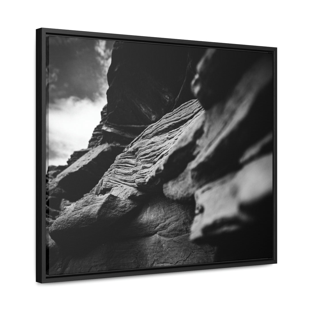 Layers of Rock in Black and White - Canvas with Frame