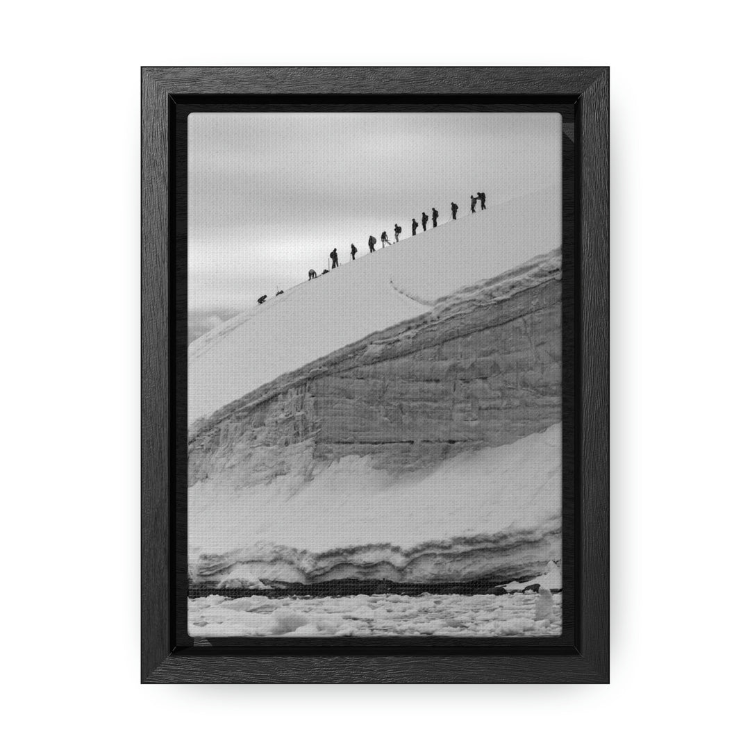 Preparing for the Climb in Black and White - Canvas with Frame